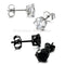 2 Pairs 316L Surgical-Steel Black & Silver Round CZ Men & Women Stud Earrings